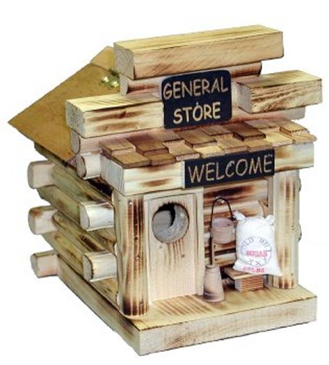 Bird Central - General Store Log Cabin Birdhouse - -