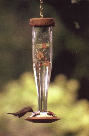 Floral Enameled Humming Bird Feeder