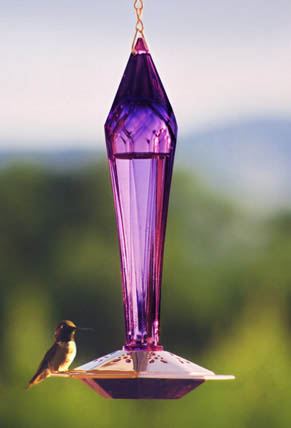 Amethyst Faceted Glass & Copper Humming Bird Feeder